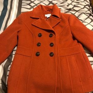 Womens Wool  Orange Pea coat